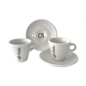 Ferramenta Lombardi - SET CAFFE CON PIATTI X6PZ CON APPENDNO BORELLA CON  SUPPORTO TAZZINE CAFFE' CERAMICA